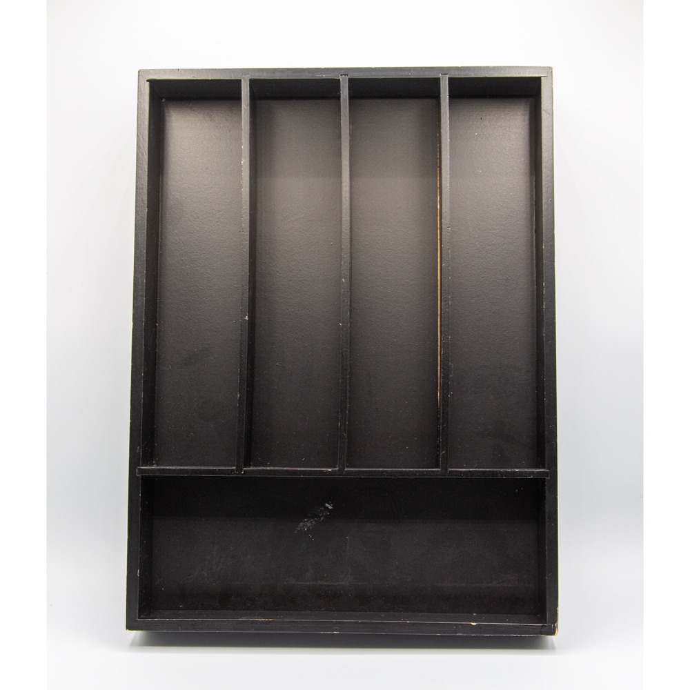 Brookstone Black Wood Drawer Organizer 5‎ Compartment Cutlery Tray 14.5x10.5